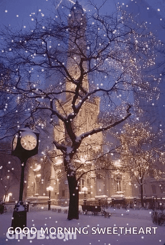 Snowy Scene With Good Morning Sweetheart Clock GIF