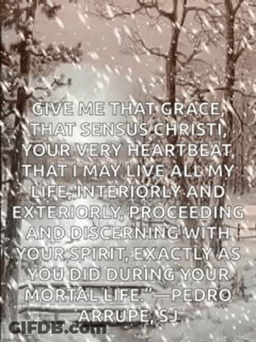 Snowy Scene With Pedro Arrupe Quote GIF