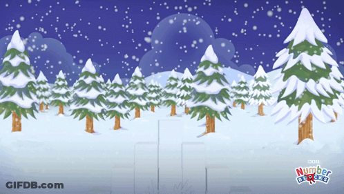 Snowy Scene With Trees Number Blocks GIF