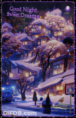 Snowy Village Good Night Sweet Dreams GIF