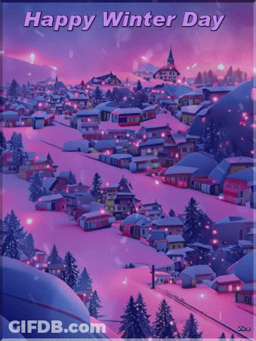 Snowy Village Happy Winter Day GIF