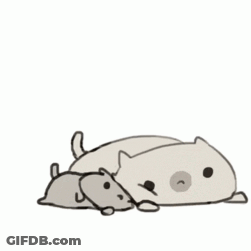 Snuggling Cute Mother Cat And Kitten Sticker GIF