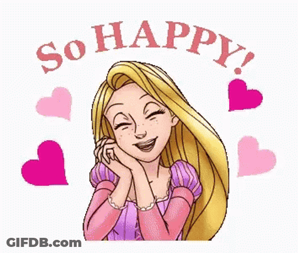 So Happy Rapunzel With Pink Heart GIF