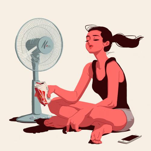 So Hot Right Now Animated Girl Electric Fan GIF