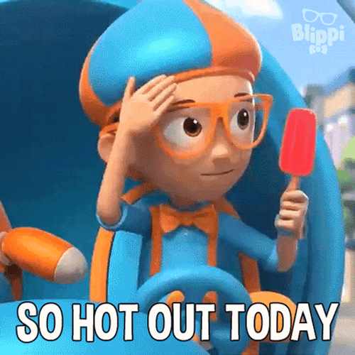 So Hot Right Now Blippi Wiping Sweat GIF