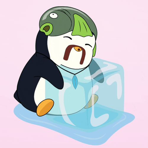 So Hot Right Now Pudgy Penguin Hugging Ice GIF
