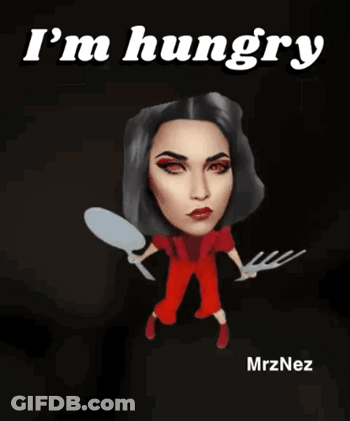 So Hungry Mrz Nez Holding Spoon And Fork GIF