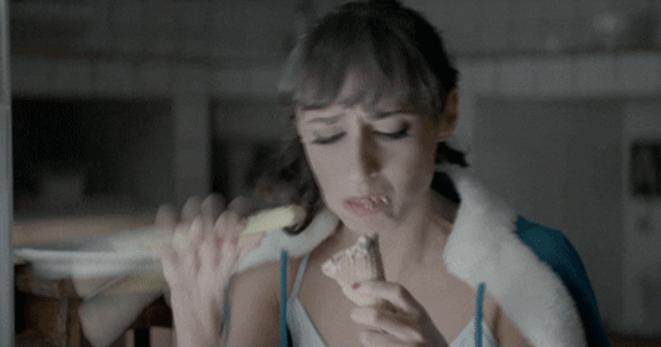 So Sad Girl Eating GIF