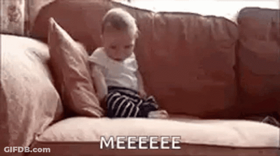 So Tired Baby On Couch Fall Down GIF