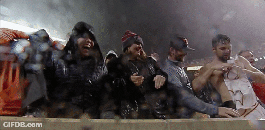 Soaking Wet While Cheering GIF
