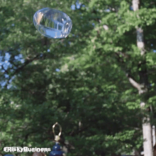 Soap Bubble Flying With Hashtag Riskybusiness GIF