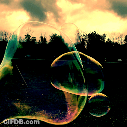 Soap Bubbles Floating At Sunset GIF