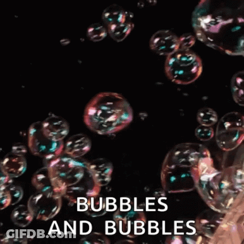 Soap Bubbles On Black With Text Bubbles GIF