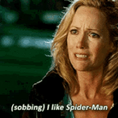 Sobbing Blonde Lady Like Spiderman GIF