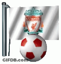 Soccer Ball And Liverpool Flag GIF