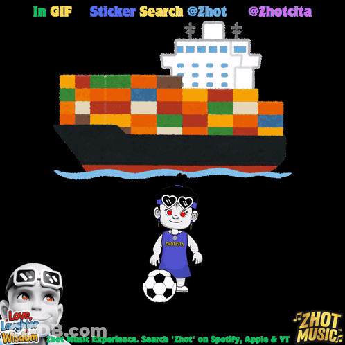 Soccer Ball In Front Of Container Ship @Zhot @Zhotcita GIF