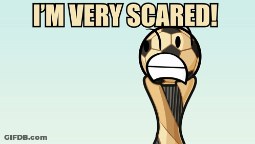 Soccer Ball With Very Scared Text GIF