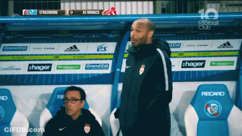 Soccer Dugout Man Strasbourg 0 As Monaco Scoreboard GIF