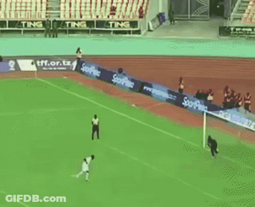Soccer Field With Banner Saying Ting GIF