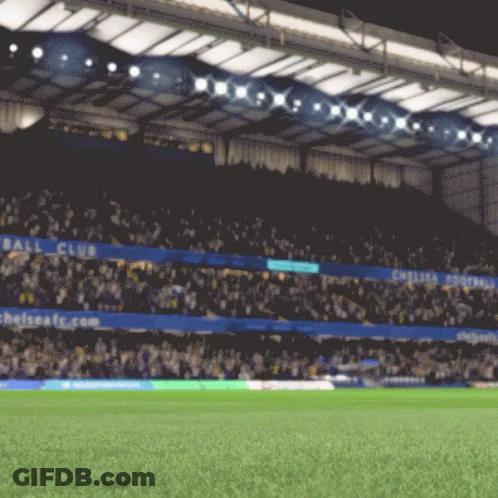 Soccer Field With Chelsea Football Club Banner GIF