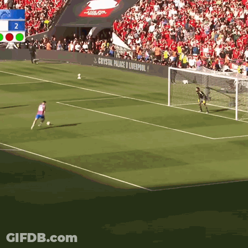 Soccer Field With Crystal Palace V Liverpool Sign GIF