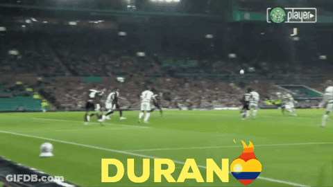 Soccer Field With Duran In Yellow Letters GIF