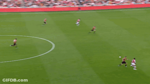 Soccer Field With Fly Emirates Ads GIF