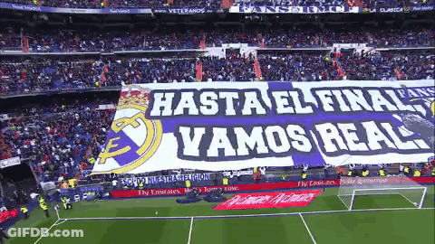Soccer Field With Hasta El Final Vamos Real Banner GIF