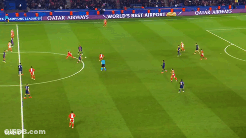 Soccer Field With Qatar Airways Ad GIF