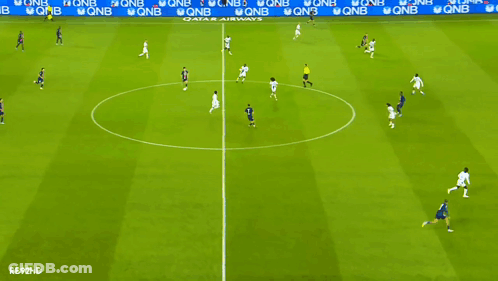 Soccer Field With Qatar Airways Ads GIF