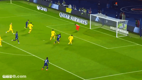 Soccer Field With Qatar Airways Ads GIF