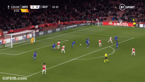Soccer Game Between Ars And Oly On BT Sport GIF
