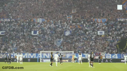 Soccer Game Crowd With Izac Banner GIF
