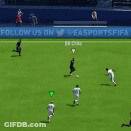 Soccer Game Field With Follow Us Sign GIF