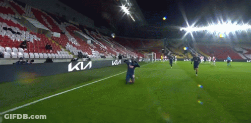 Soccer Game In Empty Stadium With Kia Banner GIF