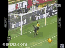 Soccer Game In Front Of Banner GIF