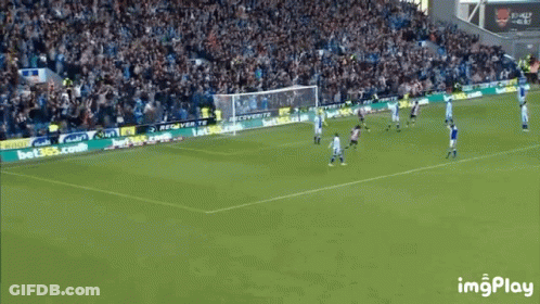 Soccer Game In Front Of Crowd With Bet365 And Bwin Ads GIF
