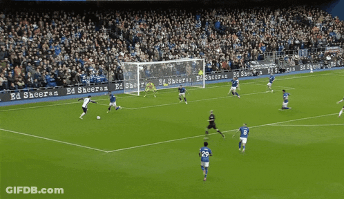 Soccer Game In Front Of Crowd With Focus Banner GIF