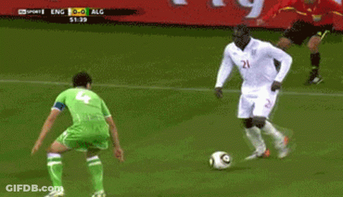 Soccer Game In Front Of Emirates Fly Sign GIF