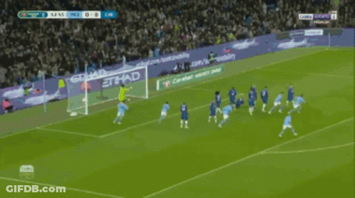 Soccer Game In Front Of Etihad Banner GIF