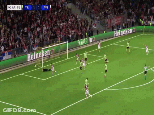 Soccer Game In Front Of Heineken Sign GIF