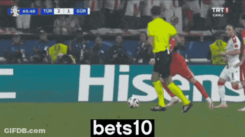 Soccer Game In Front Of Hisense Sign GIF