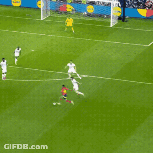 Soccer Game In Front Of Lidl Sign GIF