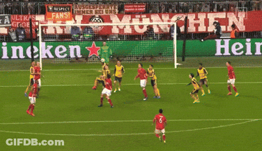 Soccer Game In Front Of Munchen Banner GIF