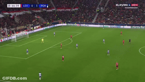 Soccer Game In Stadium Sponsored By Heineken And Silver GIF