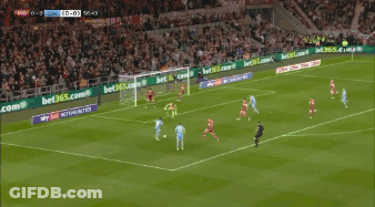 Soccer Game In Stadium With Bet365 And Sky Sports Ads GIF