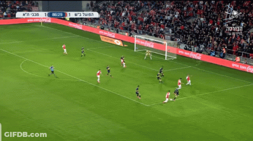 Soccer Game In Stadium With Coca Cola Ads GIF