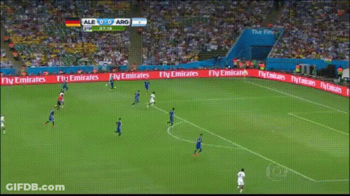 Soccer Game In Stadium With Fly Emirates Ads GIF