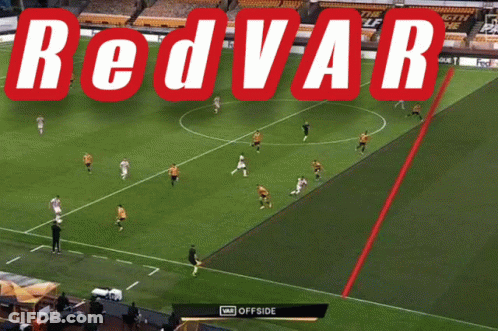 Soccer Game In Stadium With Offside Sign GIF