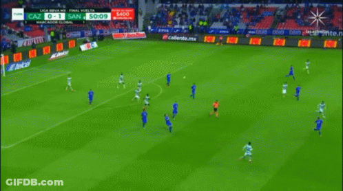 Soccer Game In Stadium With Telcel Ads GIF